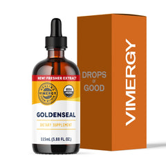 Vimergy Goldenseal tincture dropper demonstrates easy dosing for daily use.