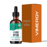 Vimergy Kids Organic Liquid B12 bottle with dropper for easy daily dosing and energy support
