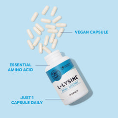 Vimergy L-Lysine label front emphasizing vegan, non-GMO, gluten-free