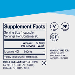 Vimergy L-Lysine vegan capsules ready for smoothies