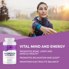 Vimergy Magnesium Glycinate capsules close-up highlighting chelated absorption.