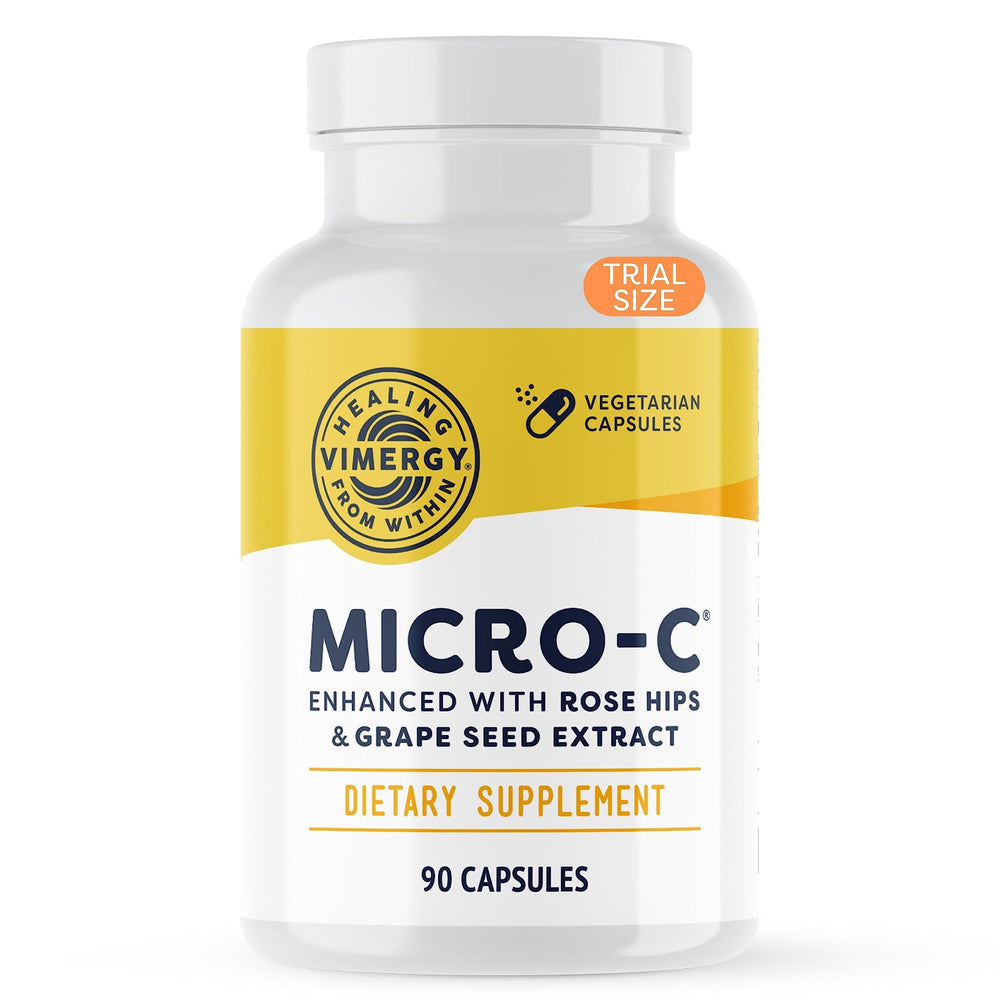 Vimergy Micro-C bottle front showing 90 vegan capsules for potential support
