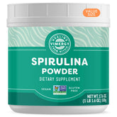 Vimergy Spirulina Powder bottle, nutrient-dense greens boost for daily energy.