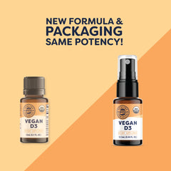Close-up of Vimergy Vegan D3 liquid drops showing label and lichen-based D3 source.