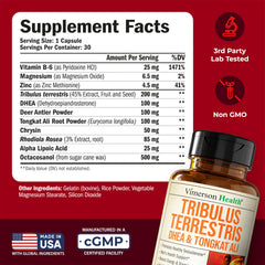 Vimerson Health DHEA 100mg bottle highlights essential ingredients.