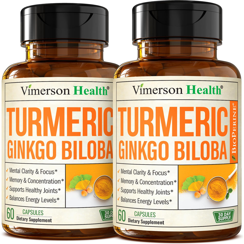 Vimerson Health Ginkgo Biloba Turmeric bottle for daily focus support.