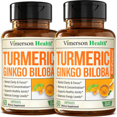 Vimerson Health Ginkgo Biloba Turmeric bottle for daily focus support.