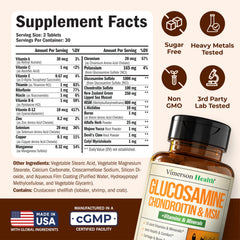 Vimerson Health bottle label showing key ingredients for joints