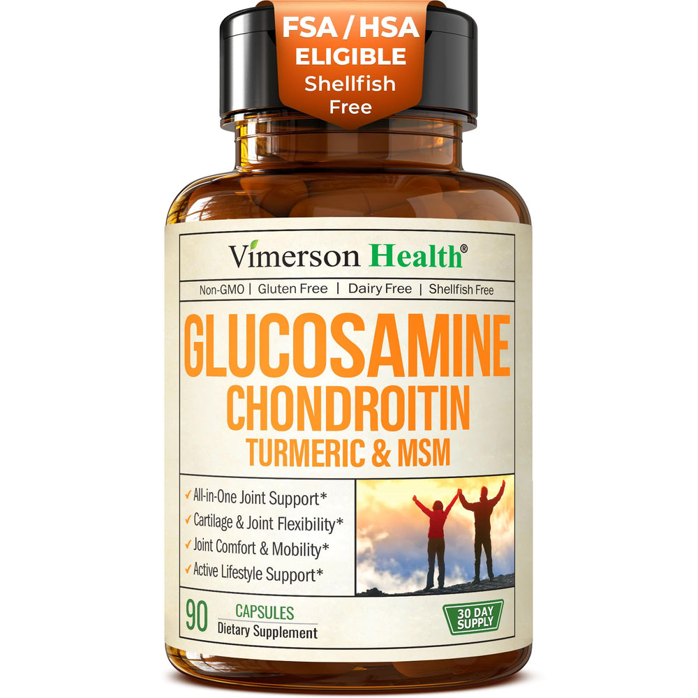Vimerson Health Glucosamine Chondroitin MSM bottle top view for joint support