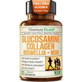 Vimerson Health bottle of Glucosamine Chondroitin MSM with collagen supports joint comfort.