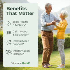 Vimerson Health hemp seeds bottle showing natural omegas for skin and overall health.
