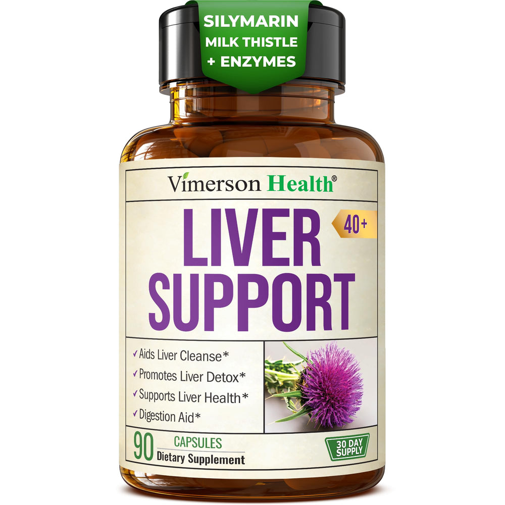 Vimerson Health liver support bottle with capsules for daily detox and digestion.