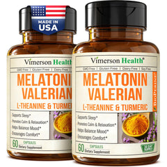 Vimerson Health Melatonin Sleep Aid bottle supports easier nights and deeper rest