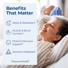 Vimerson Health magnesium glycinate capsules ready for sleep support and relaxation.