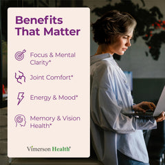Vimerson Health saffron-turmeric capsules on a tray for memory focus