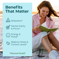 Vimerson Health stress relief capsules ready to take for focused days.