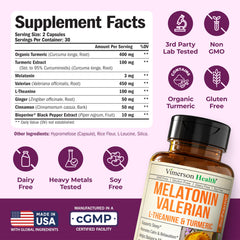 Valerian root in Vimerson Health blend signals natural relaxation at bedtime.