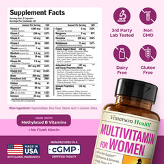 Close-up label shows methylated B vitamins for easy absorption.