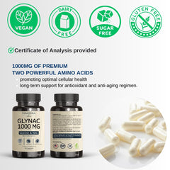 VINATURA GLYNAC ingredients list features NAC and glycine for glutathione precursors.