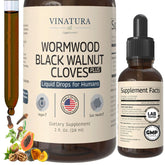 VINATURA Wormwood Black Walnut Cloves Liquid bottle with dropper for gentle daily cleansing