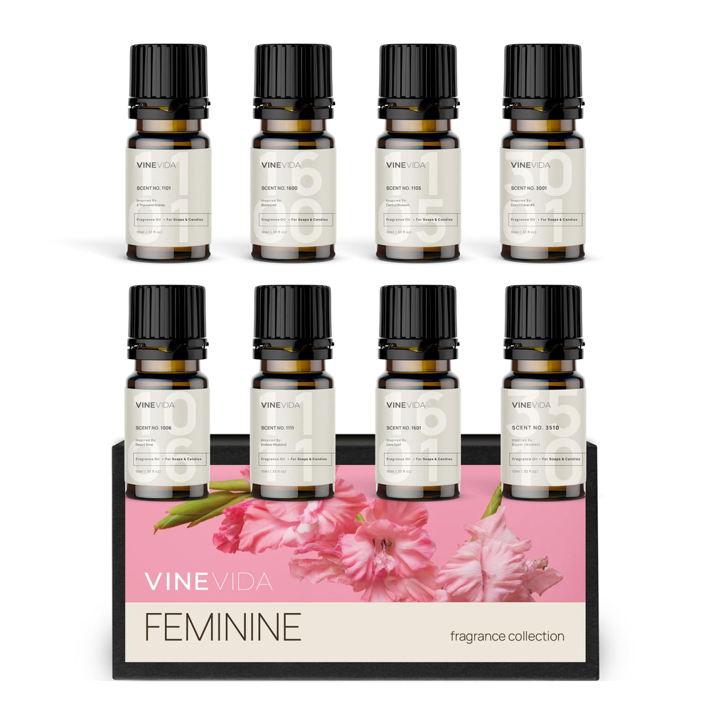 VINEVIDA Set8 feminine scents for candle making inspire custom blends at home.