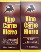 Vino Carne Hierro 16oz 2-Pack bottles for convenient ongoing supplementation.