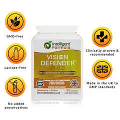 Vision Defender MAC made in the UK label indicating GMP standards.