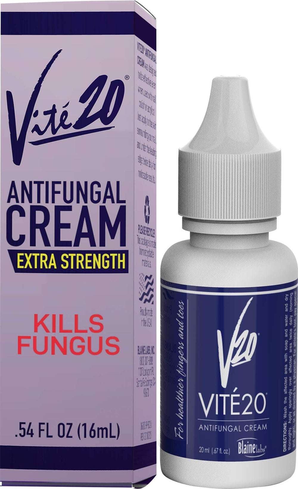 VITÉ20 Vite 20 antifungal cream bottle front highlighting compact size for daily care.
