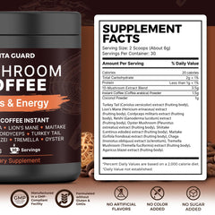 Vita Guard 10 Mushroom Coffee Cordyceps steam in mug – clear energy ahead