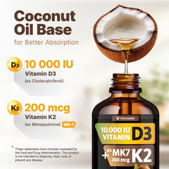Vita Guard D3K2 bottle label detail showing vegan, sugar-free formula
