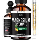 Vita Guard Magnesium Glycinate liquid drops in pineapple bottle for simple daily supplementation.