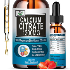 Vita letuo calcio citrato 1200 mg en gotas para huesos saludables y absorción rápida.