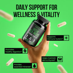 VitaRaw capsules arranged to highlight vegan vegecaps.