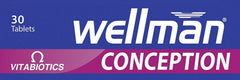 Vitabiotics Wellman Conception bottle with label detail highlighting ingredients