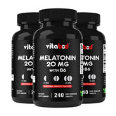 Vitabod Melatonin berry flavor tablets in a bottle for restful nights.