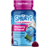 VITABURST Smurfs Focus Gummies bottle showing kid-friendly focus support.