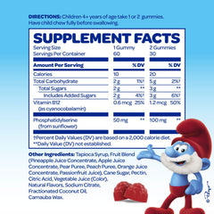 VITABURST Smurfs Kids doctor developed label highlighting trusted ingredients.