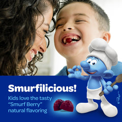VITABURST Smurfs Kids real fruit juice swirls flavor visuals.