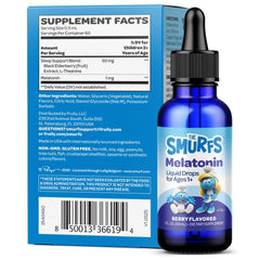 VITABURST Smurfs melatonin drops dropper ready for easy nighttime use.