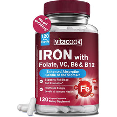 Vitacook Iron Bisglycinate Capsules offer gentle iron support for sensitive stomachs and daily vitality
