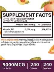Vitacook Peach-flavor B12 sublingual tablet with appealing natural taste.
