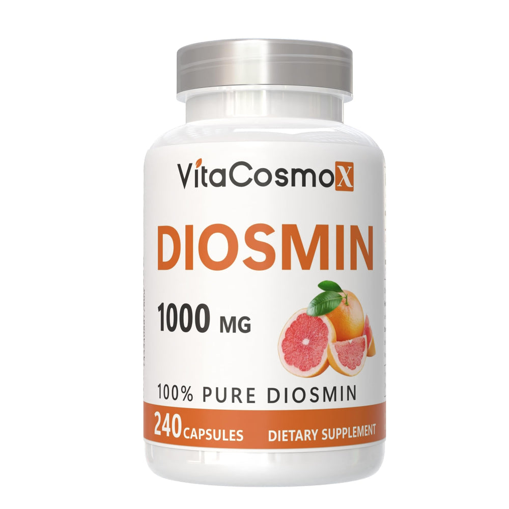 VitaCosmoX Diosmin bottle front view showing vegan formula for daily vitality
