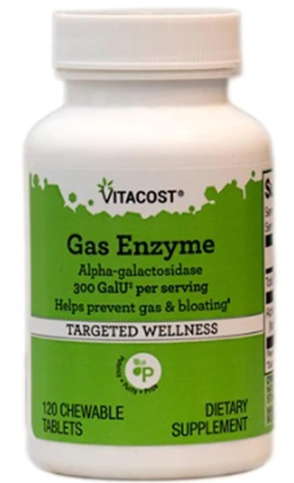 Vitacost Brand alpha-galactosidase tablets — pre-meal support for gas