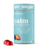 Vitafive low sugar calm magnesium gummies bottle front for daily use