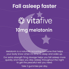 Close-up of Vitafive melatonin gummies highlighting texture and soft bite