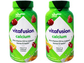 Vitafusion Calcium 500 mg gummies bottle front with natural fruit flavors and calcium support.