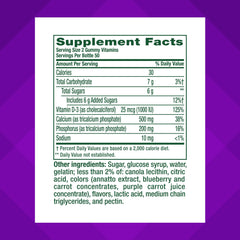 Vitafusion calcium gummies texture close-up, chewy and flavorful.