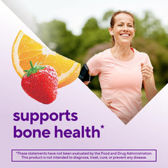 Vitafusion calcium gummies two-serving display showing daily calcium intake.