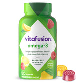 Vitafusion Omega-3 Gummy bottle in Berry Lemonade flavor for daily heart support