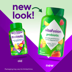 Vitafusion Probiotic Gummy Peach flavor, soft chew for daily probiotic support.